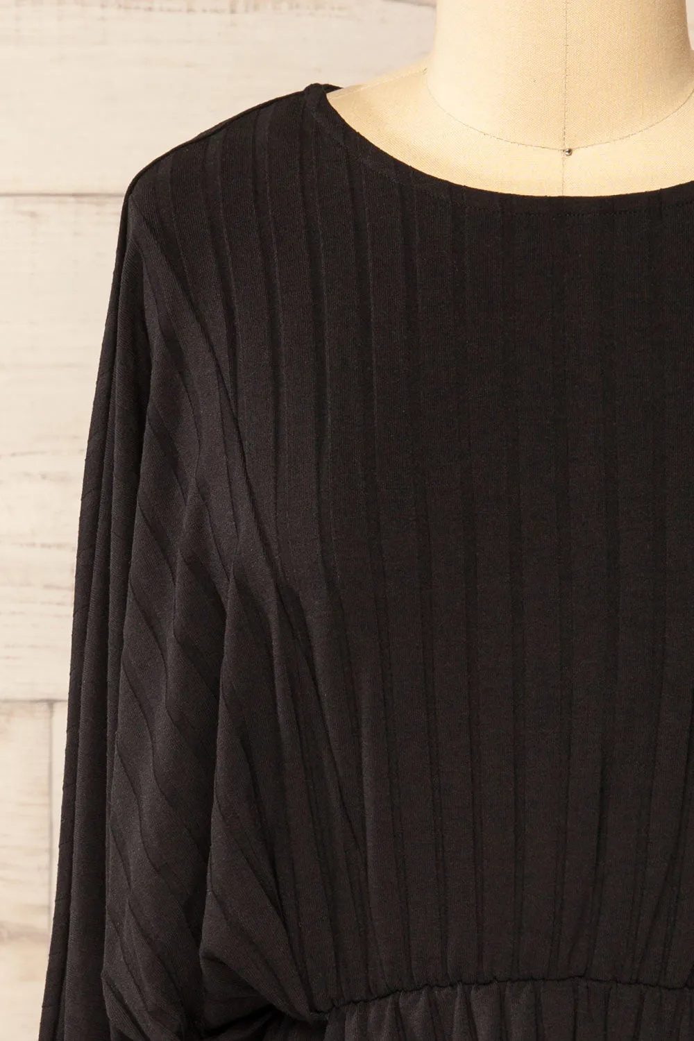 Eilat Black | Monochrome Striped Peplum Top
