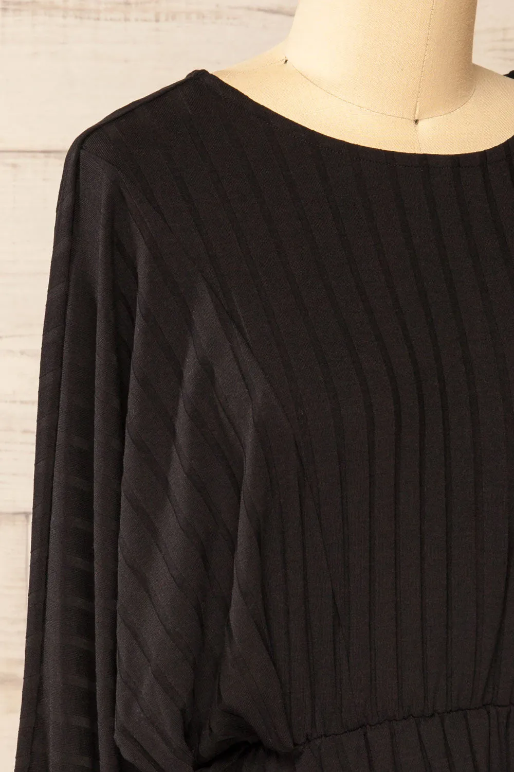Eilat Black | Monochrome Striped Peplum Top