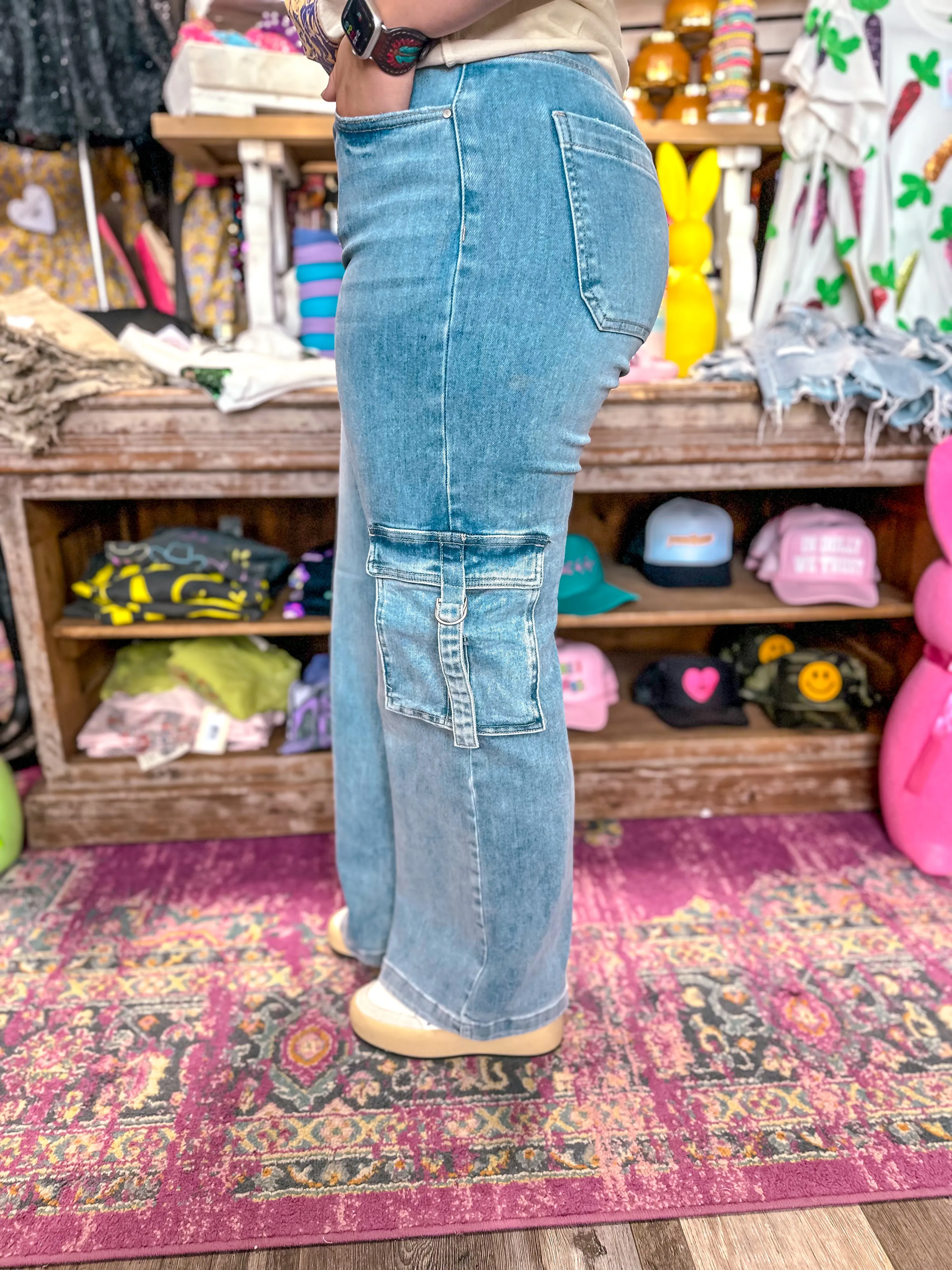 Electric Cargo Wide Leg Jeans