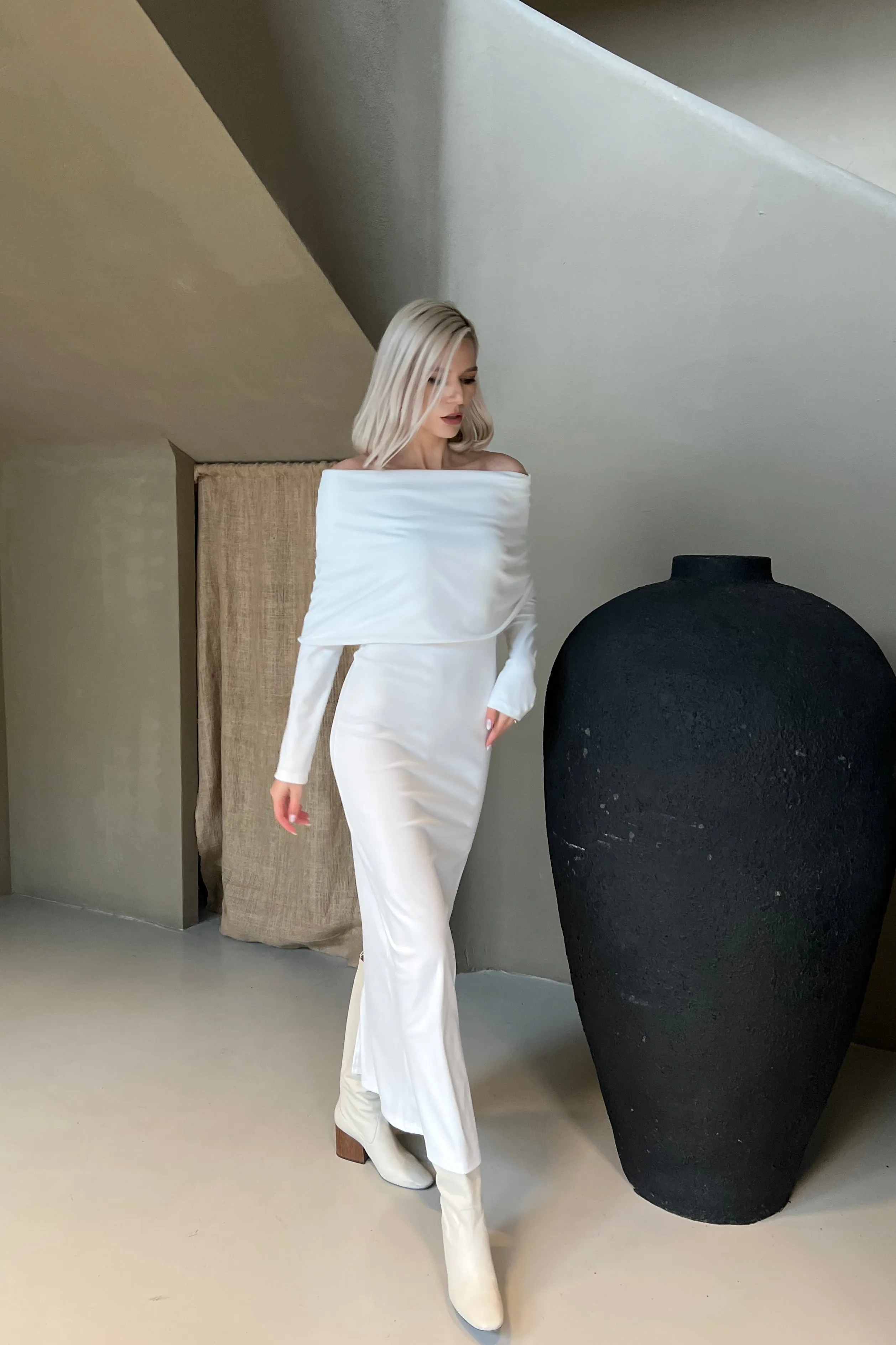 Essi Bodycon Long White Dress