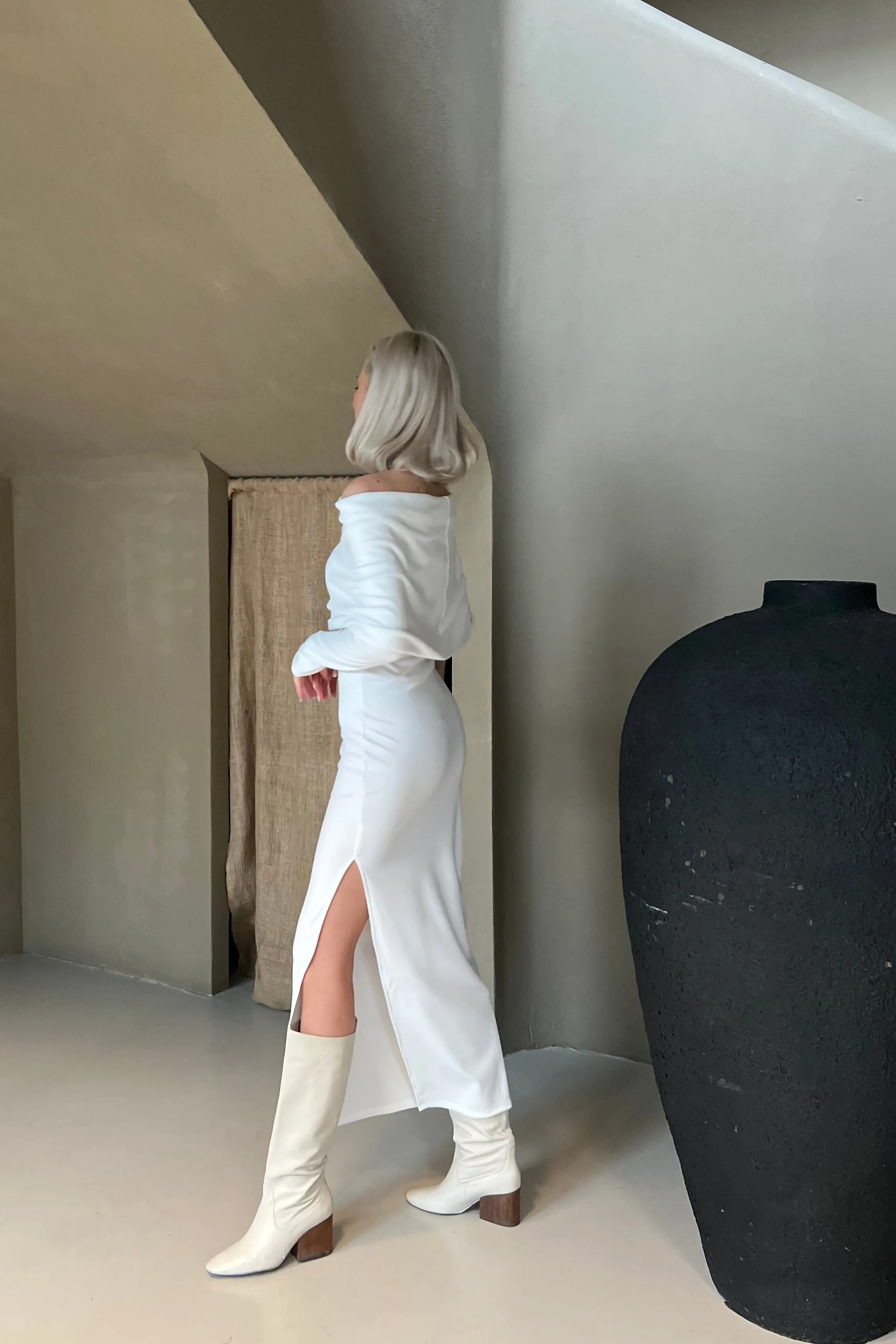 Essi Bodycon Long White Dress