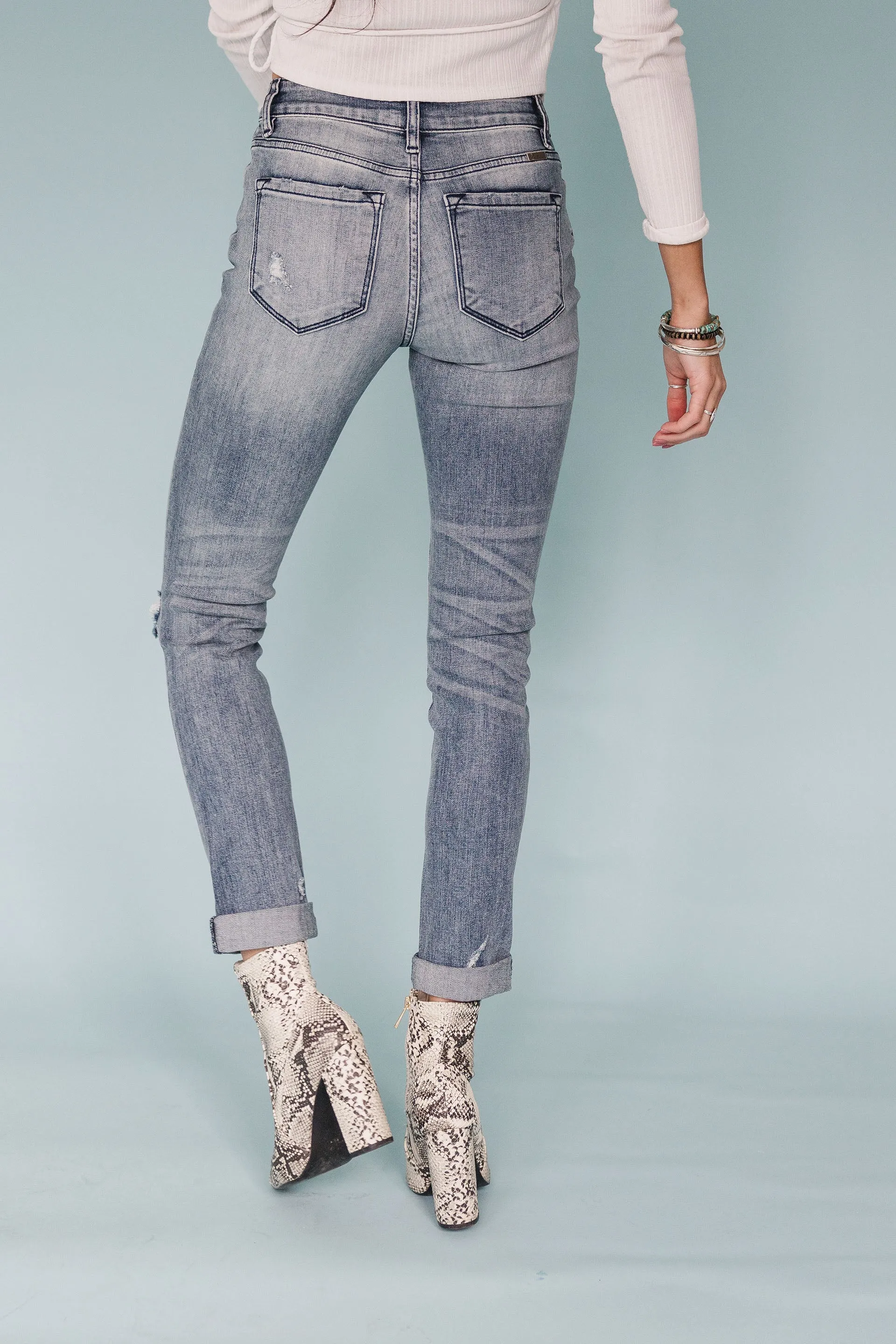 Fight The Power Mid Rise Distressed Girlfriend Skinny