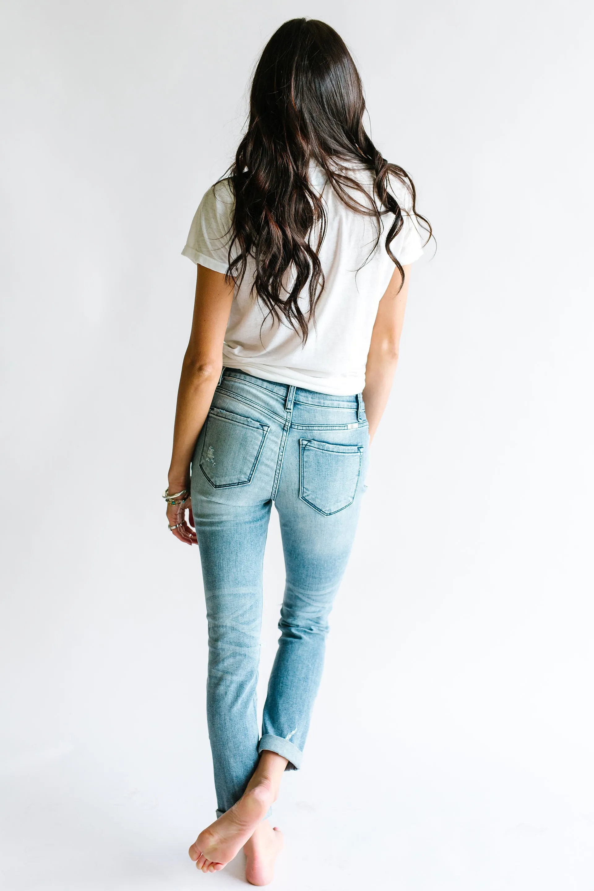 Fight The Power Mid Rise Distressed Girlfriend Skinny