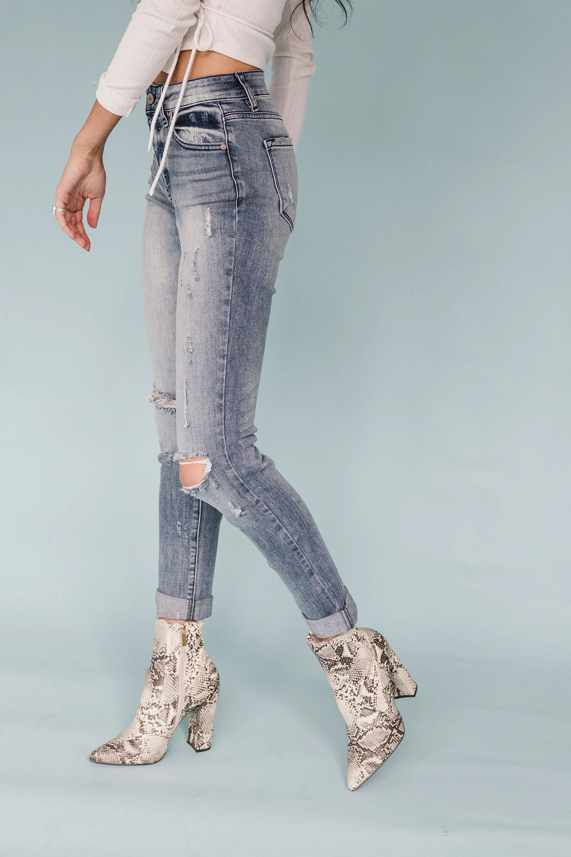 Fight The Power Mid Rise Distressed Girlfriend Skinny