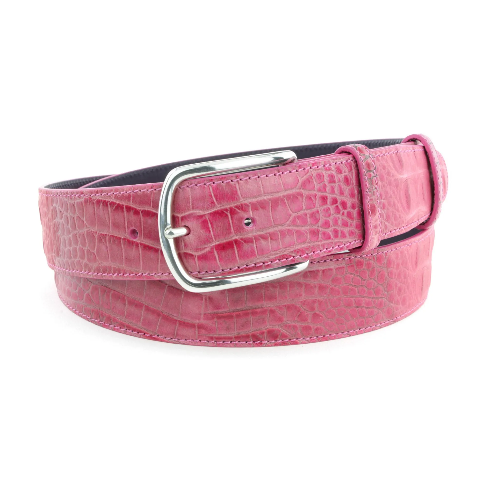 Flashdance pink mock croc belt