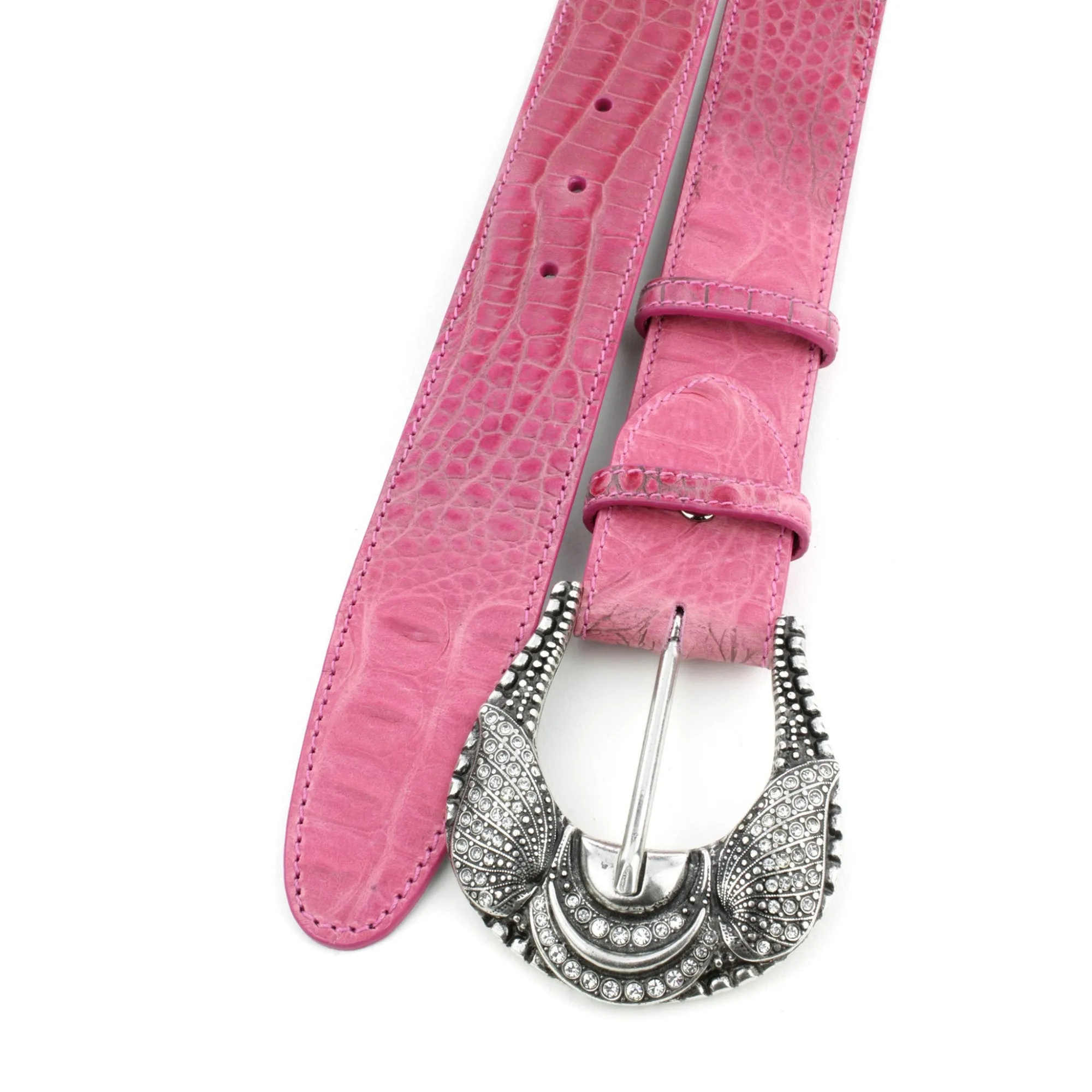 Flashdance Pink Mock Croc Crystal Deco Belt