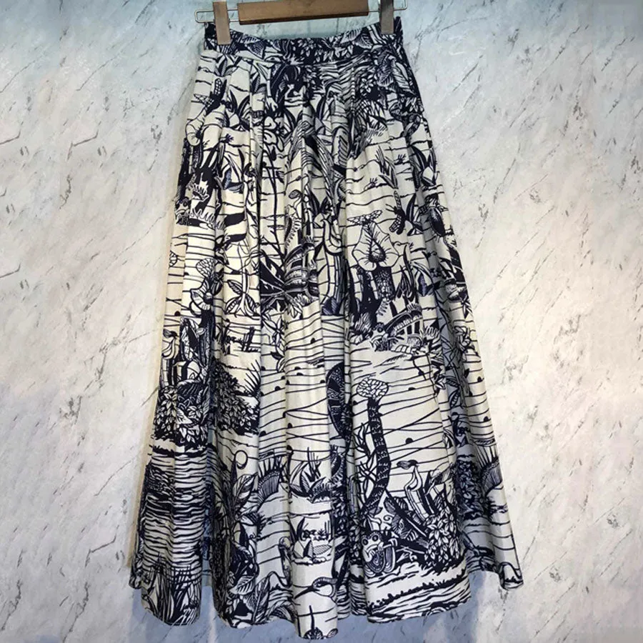 Flower Printed Skirts High Waist Skirt