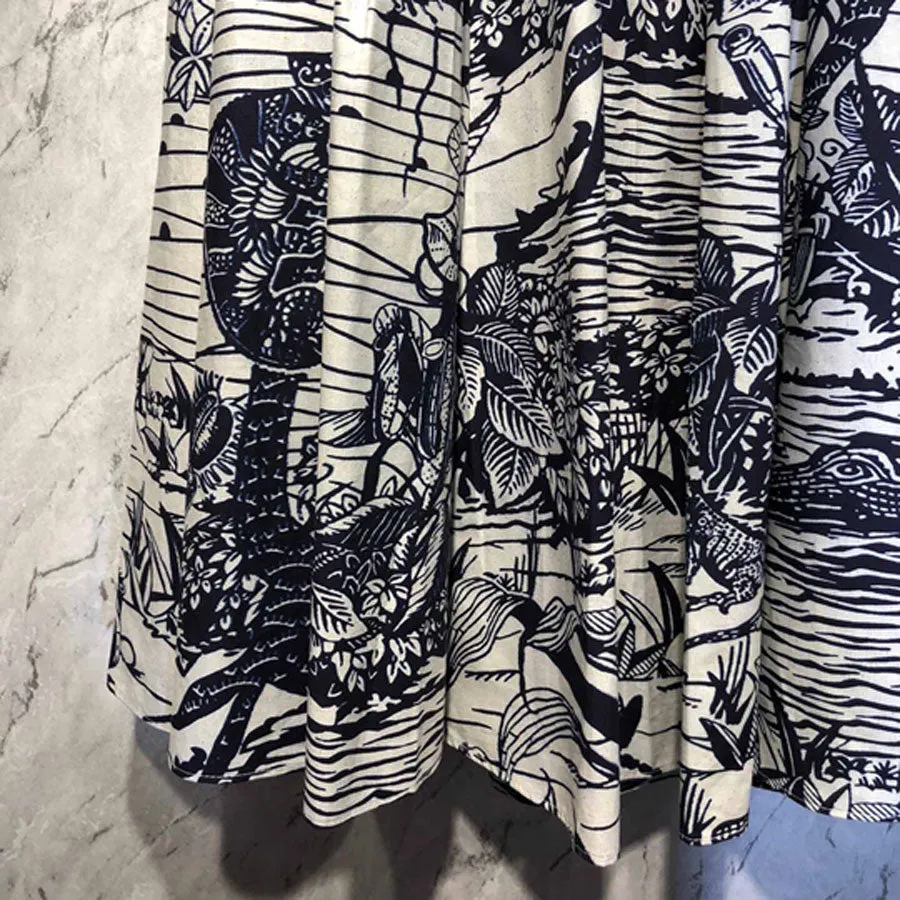 Flower Printed Skirts High Waist Skirt
