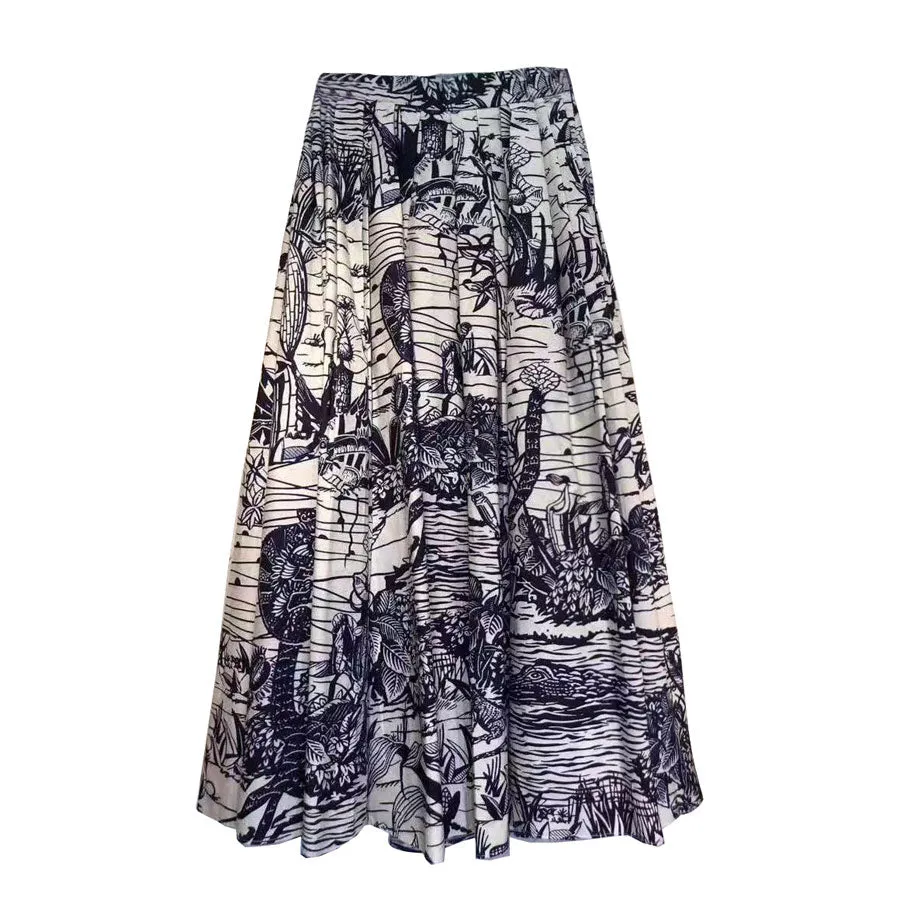 Flower Printed Skirts High Waist Skirt