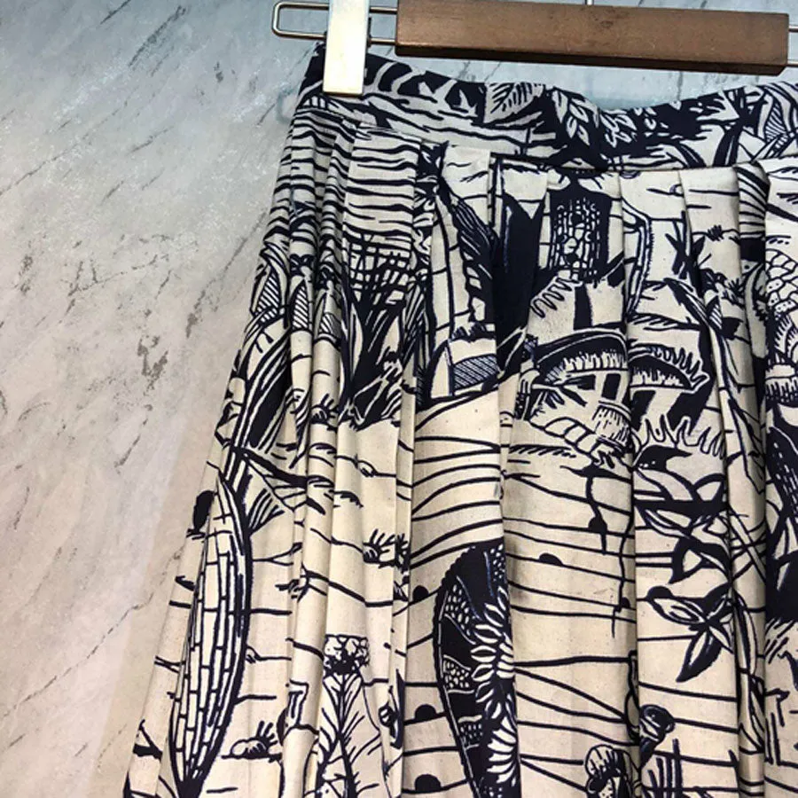 Flower Printed Skirts High Waist Skirt
