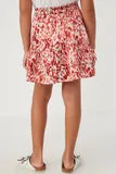 Girls Oil Print Layered Ruffle Skirt