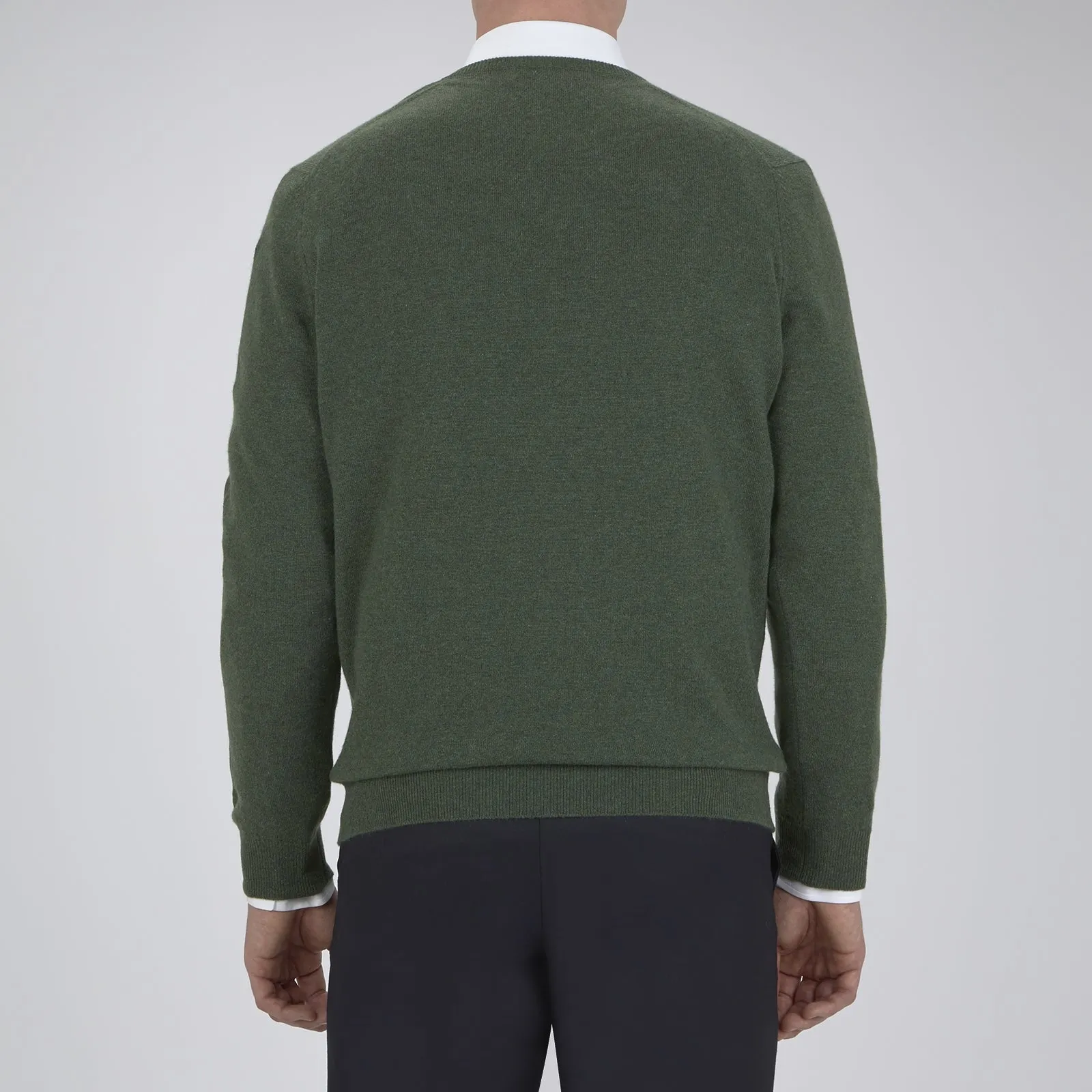 Green V-Neck Cashmere Jumper