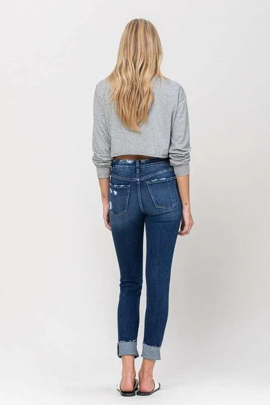 High Rise Distressed Clean Cut Crop Skinny