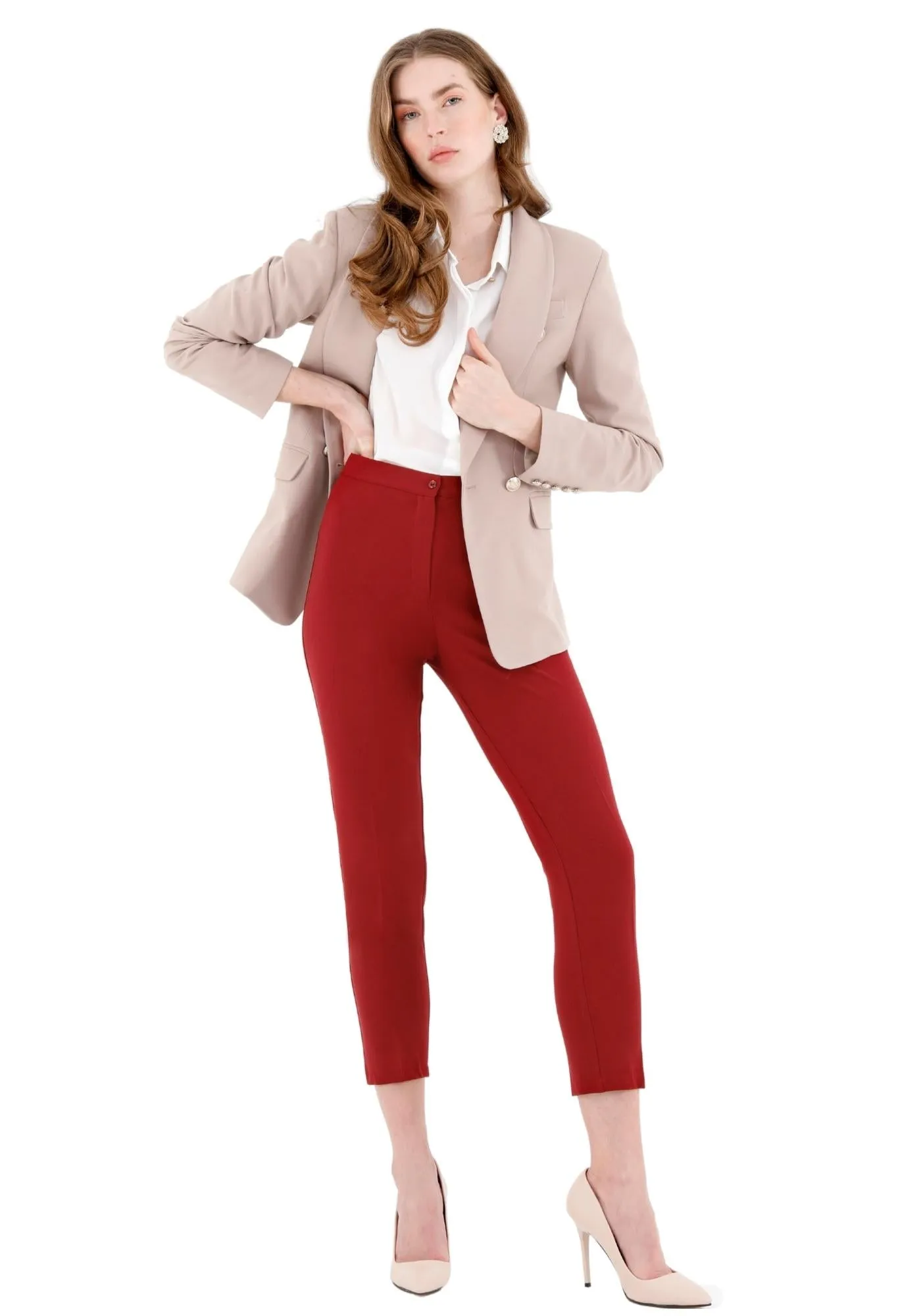 High Waist Slim Fit Stretchy Skinny Work Pants