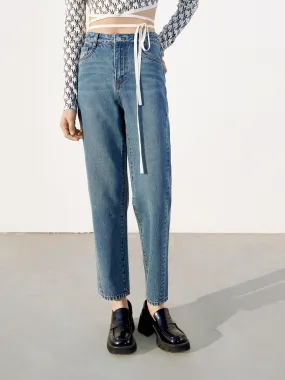 High Waist Tapered Denim Jeans