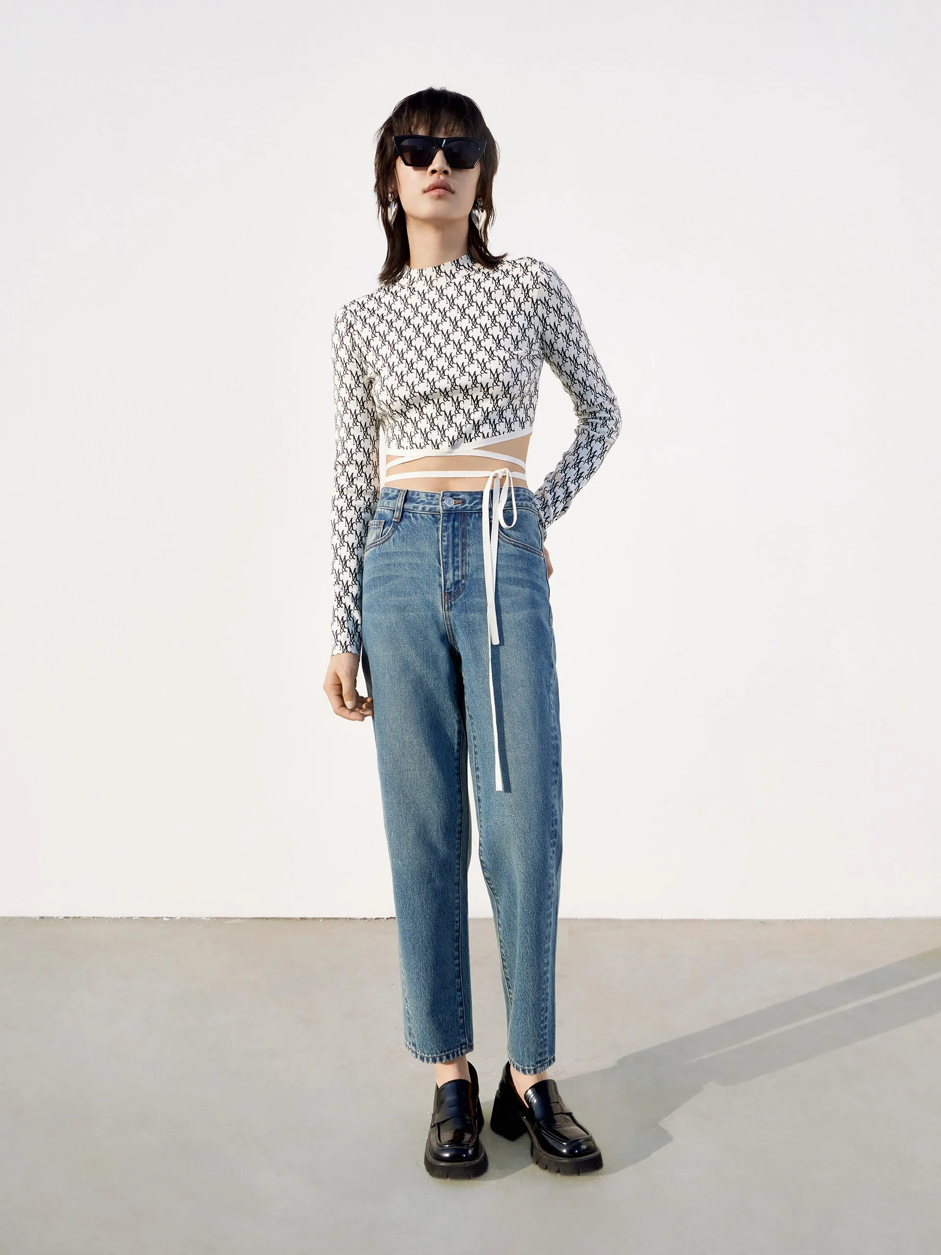 High Waist Tapered Denim Jeans