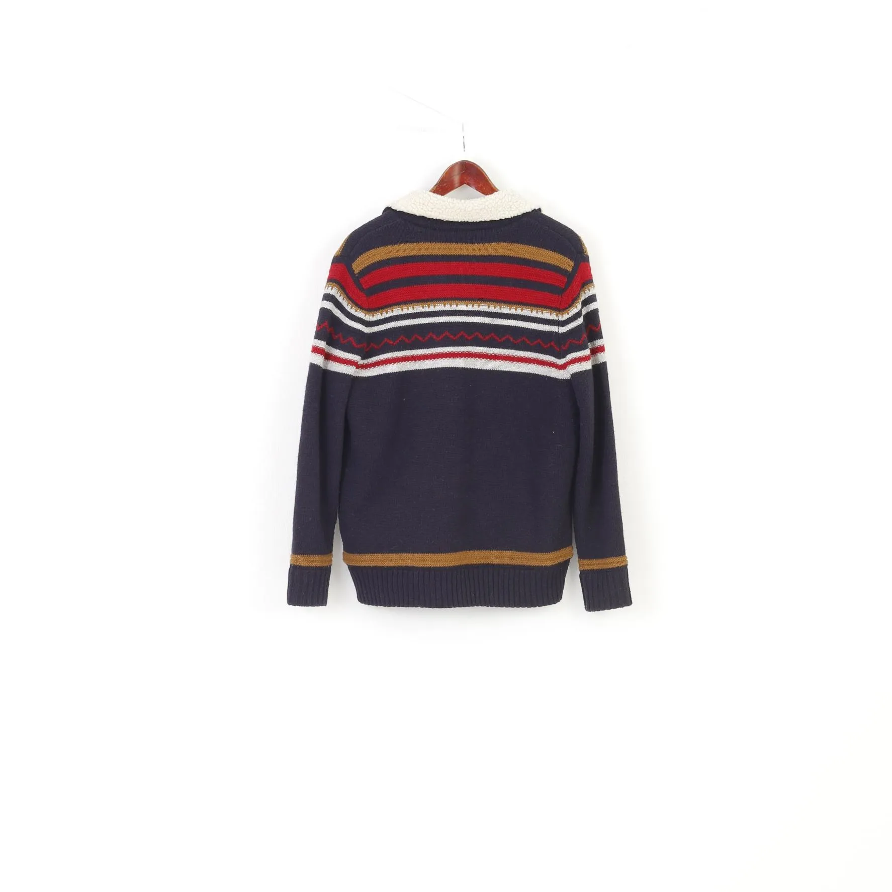H.J.H Hampton Men M Jumper Navy Padded Tradition Vintage Acrylic Winter Sweater