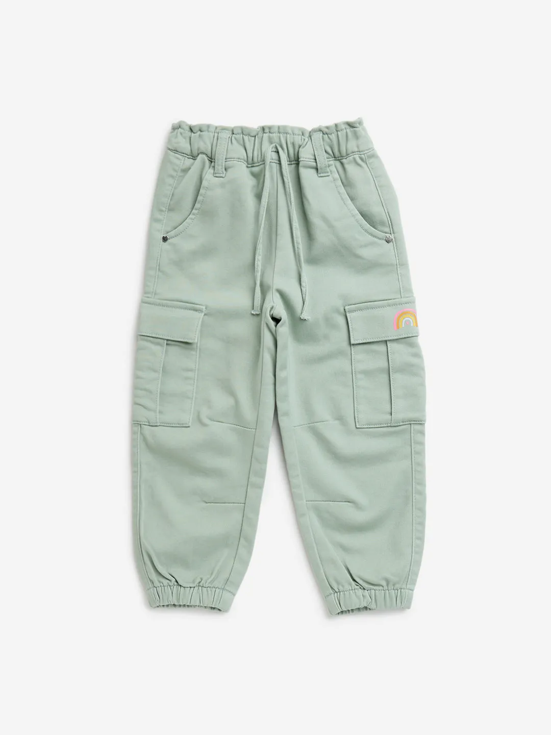 HOP Kids Sage Mid-Rise Cotton Blend Joggers