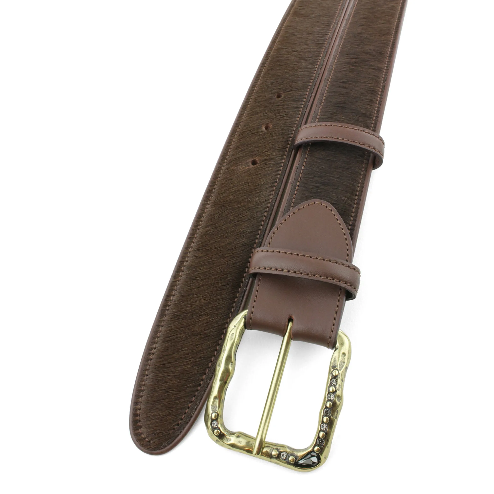 Horse Chestnut Pony Hair Crystal Belt
