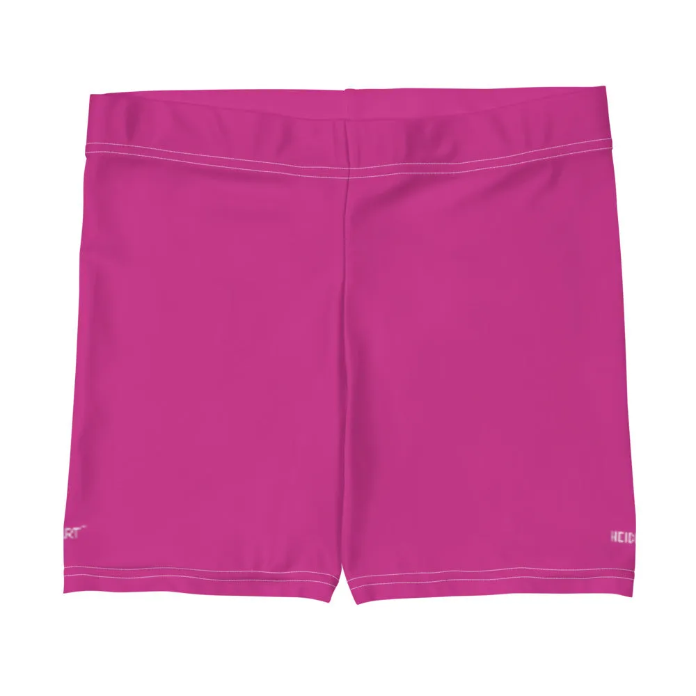 Hot Pink Women's Designer Shorts, Bright Pink Gym Short Tights For Women-Made in USA/EU