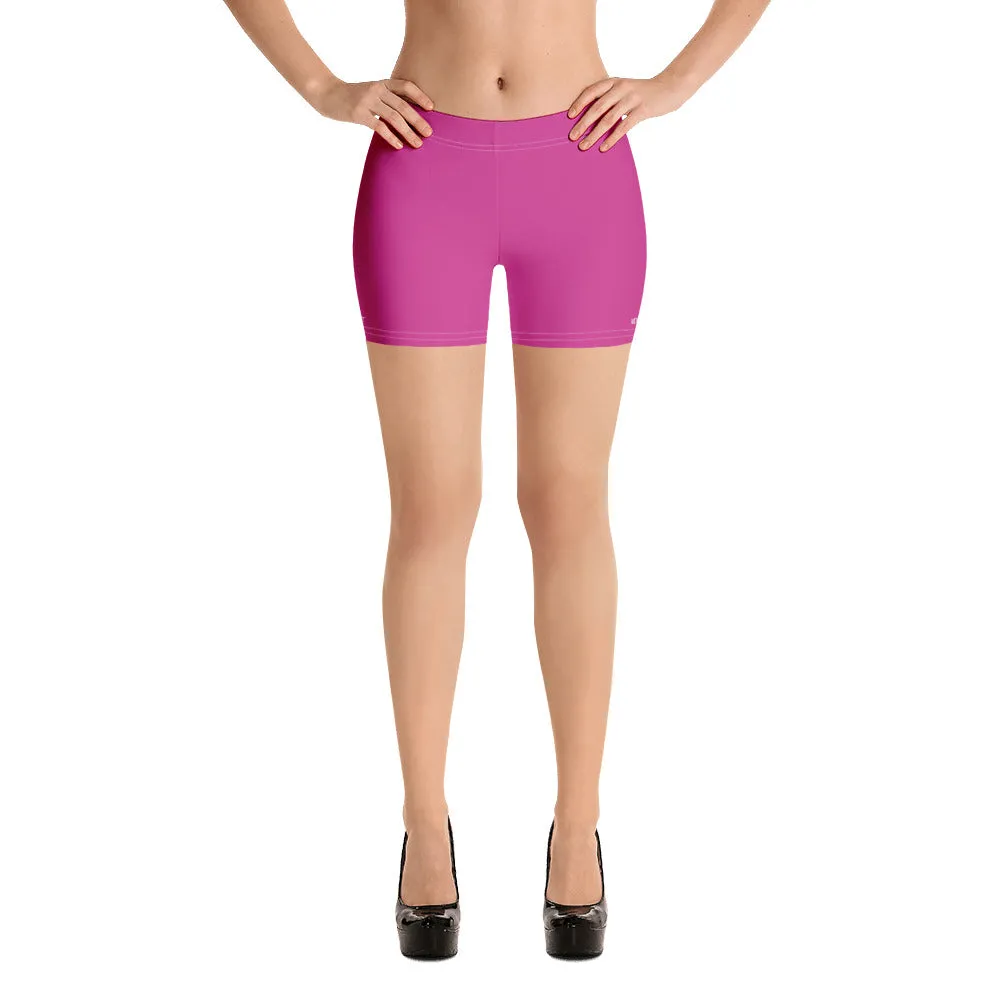 Hot Pink Women's Designer Shorts, Bright Pink Gym Short Tights For Women-Made in USA/EU