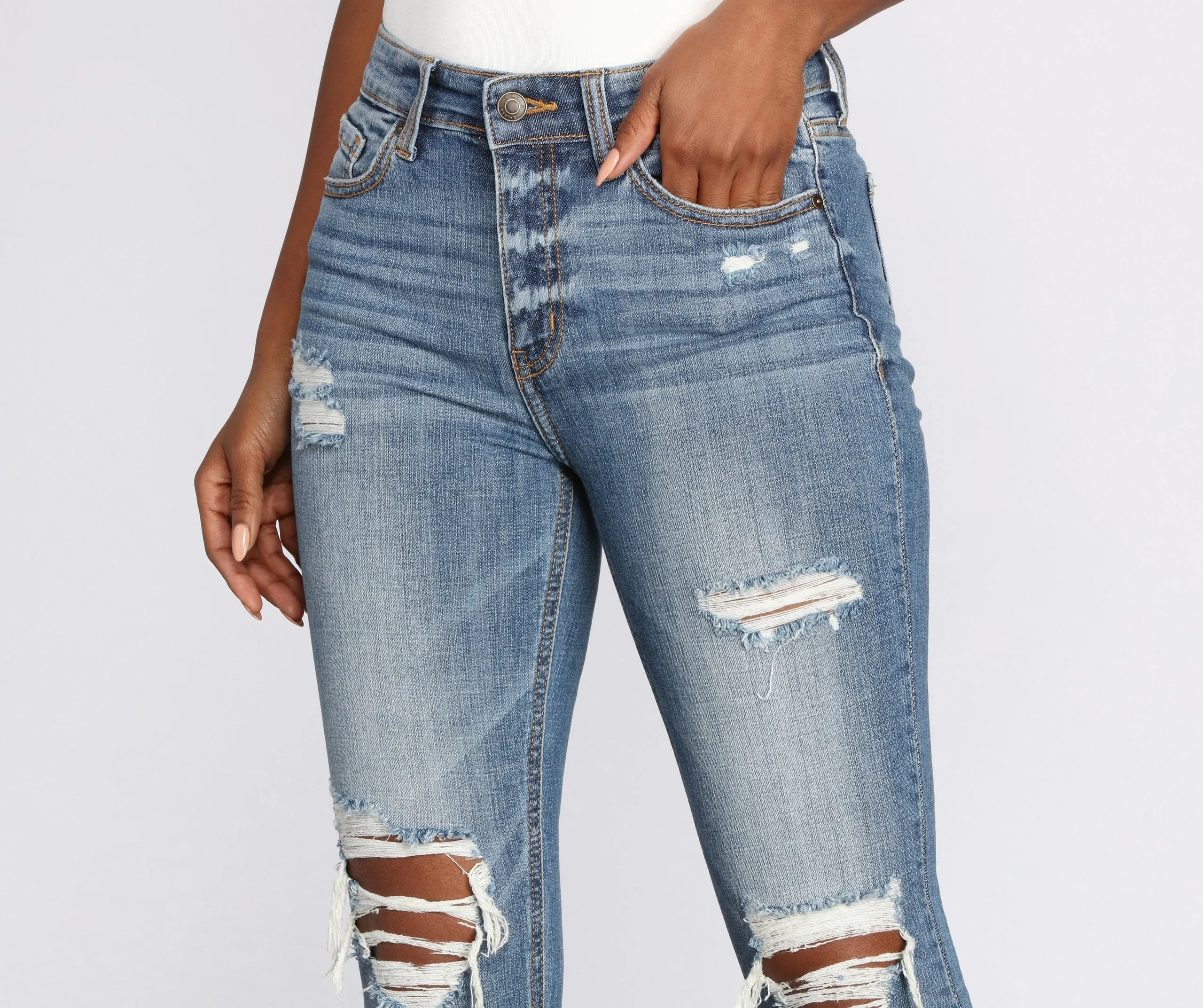 KittenAlarm - Clara High Rise Distressed Skinny Jeans