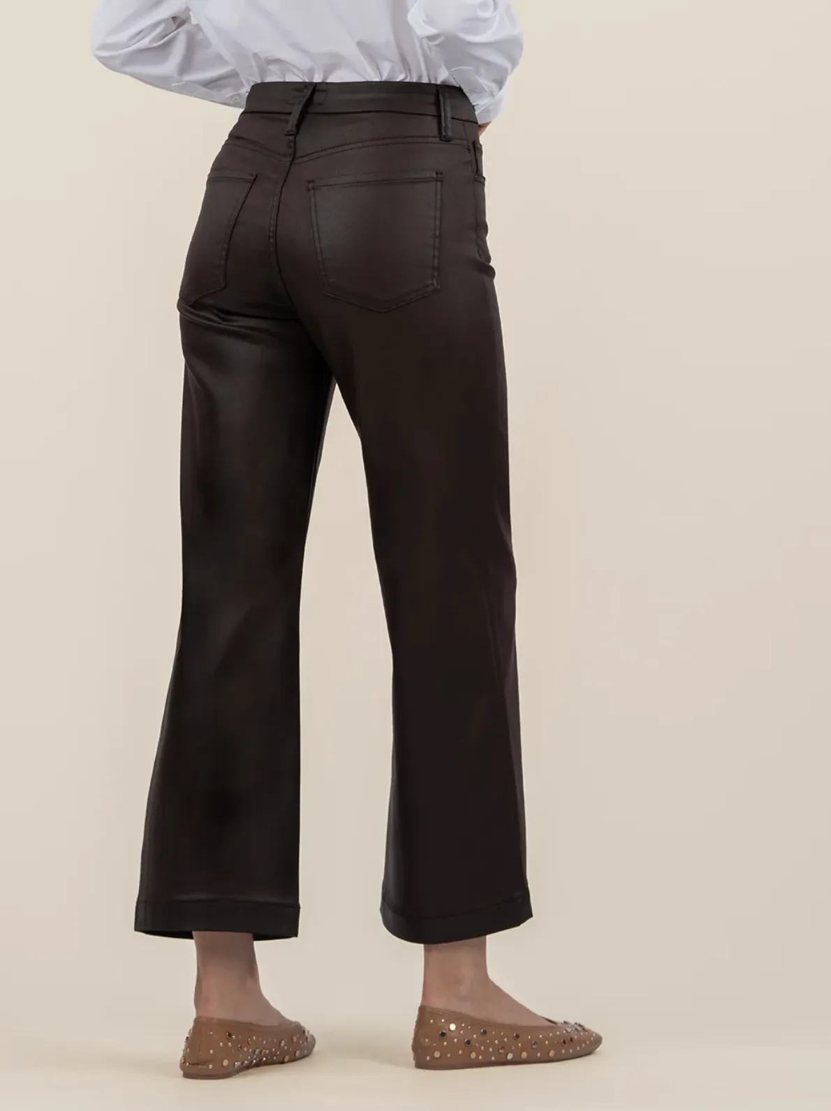 Kut Meg Coated High Rise Wide Leg Chocolate