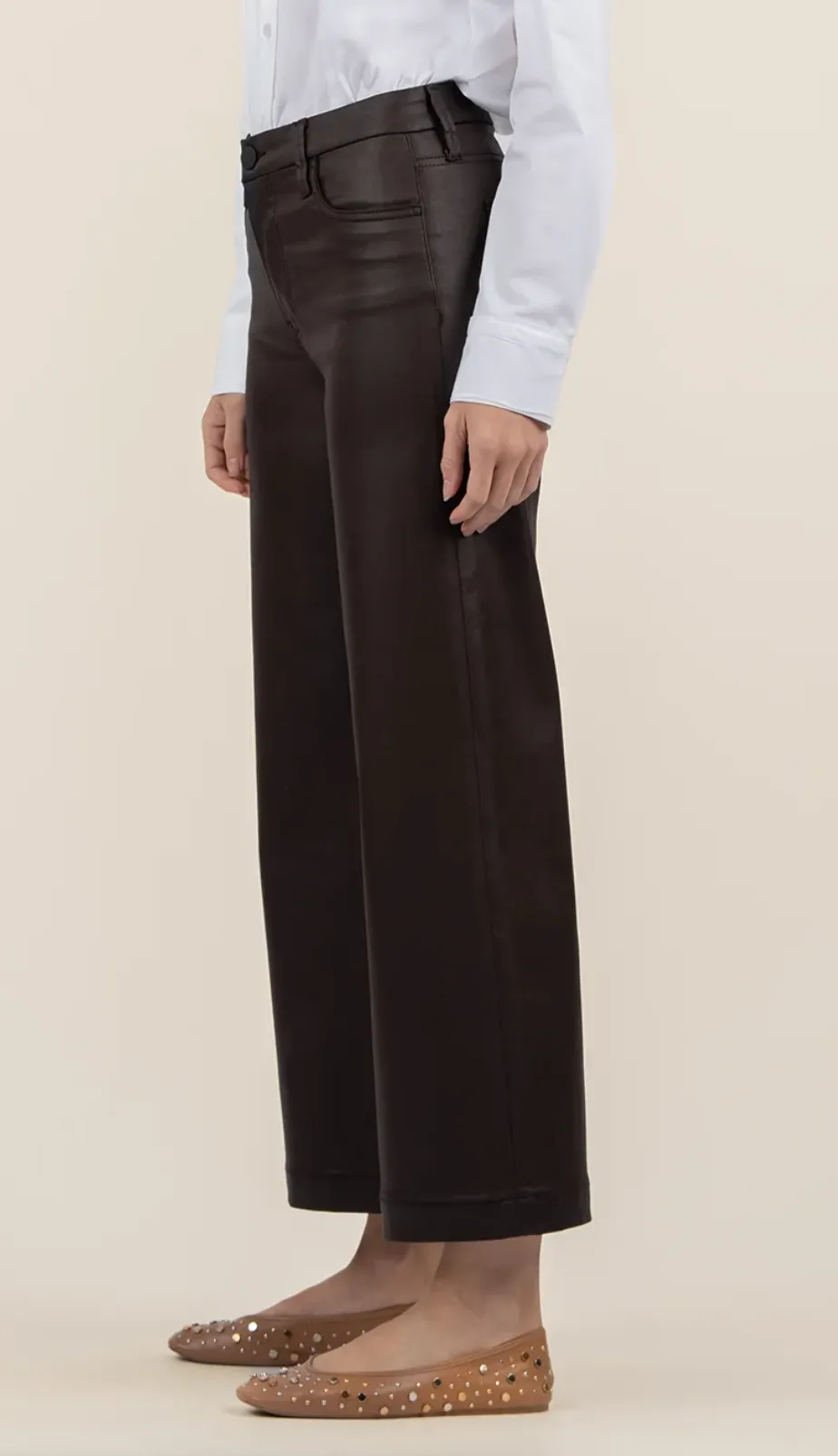 Kut Meg Coated High Rise Wide Leg Chocolate