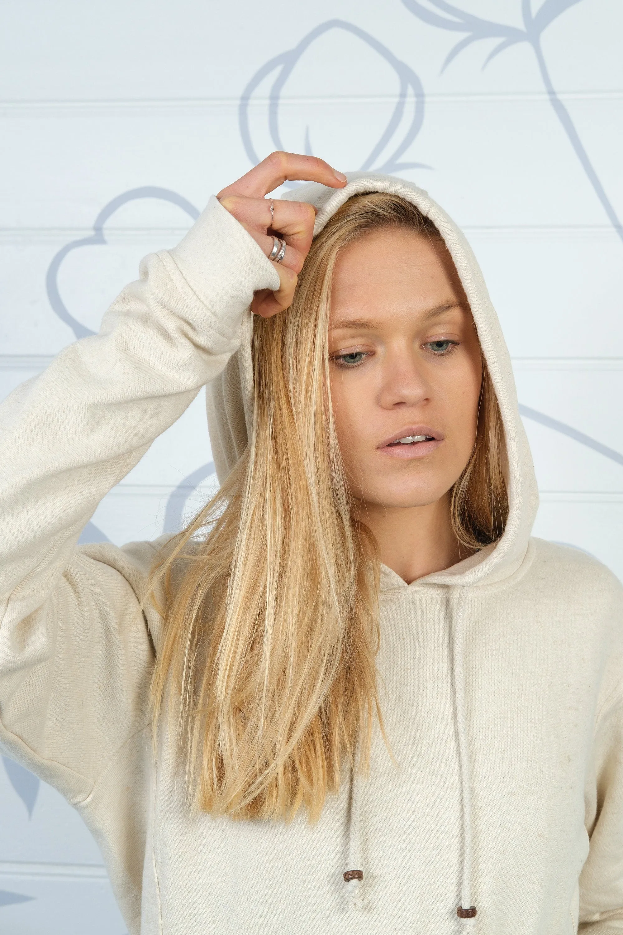 Ladies Hemp and Cotton fleece Hoody - Cream Jumper