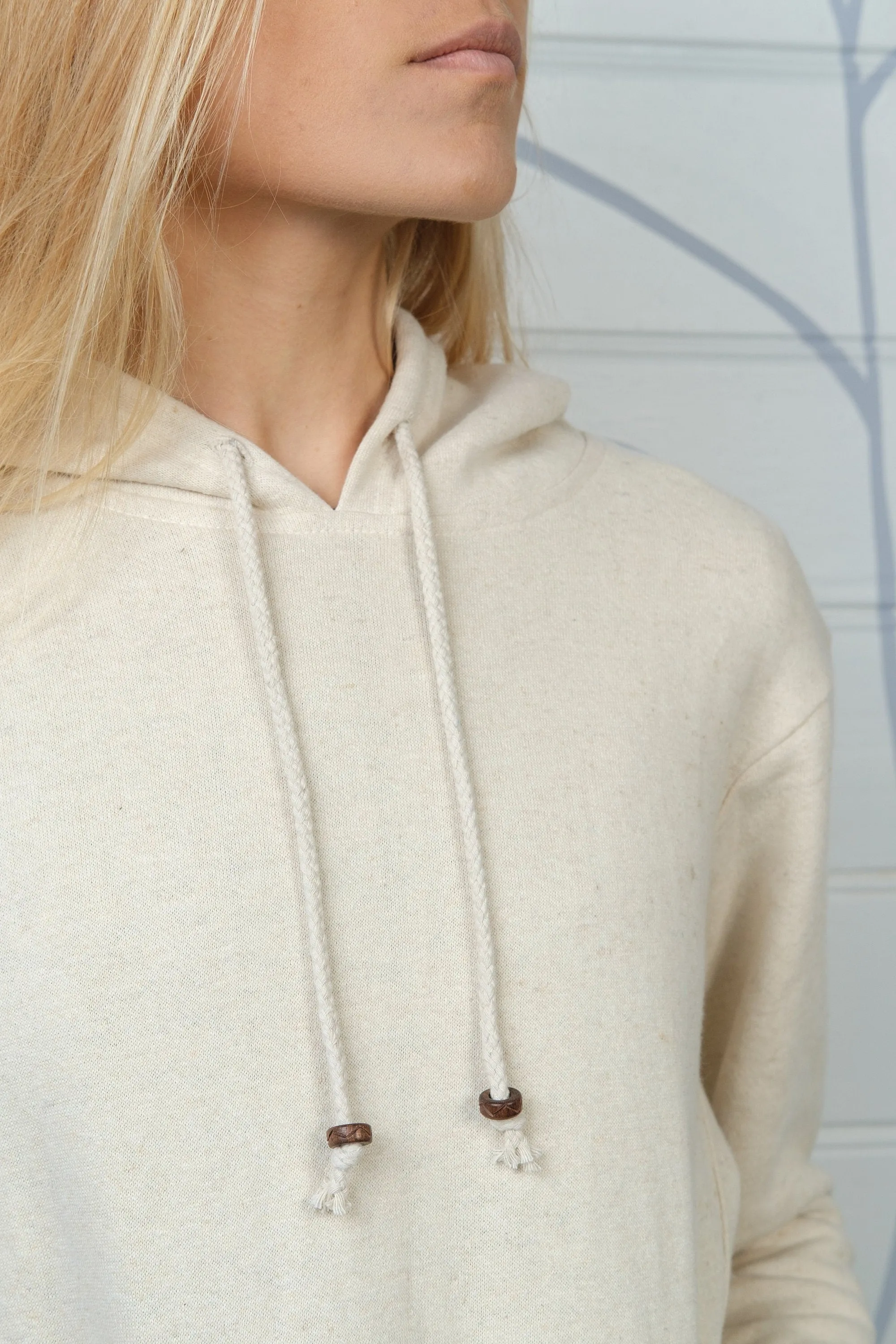 Ladies Hemp and Cotton fleece Hoody - Cream Jumper