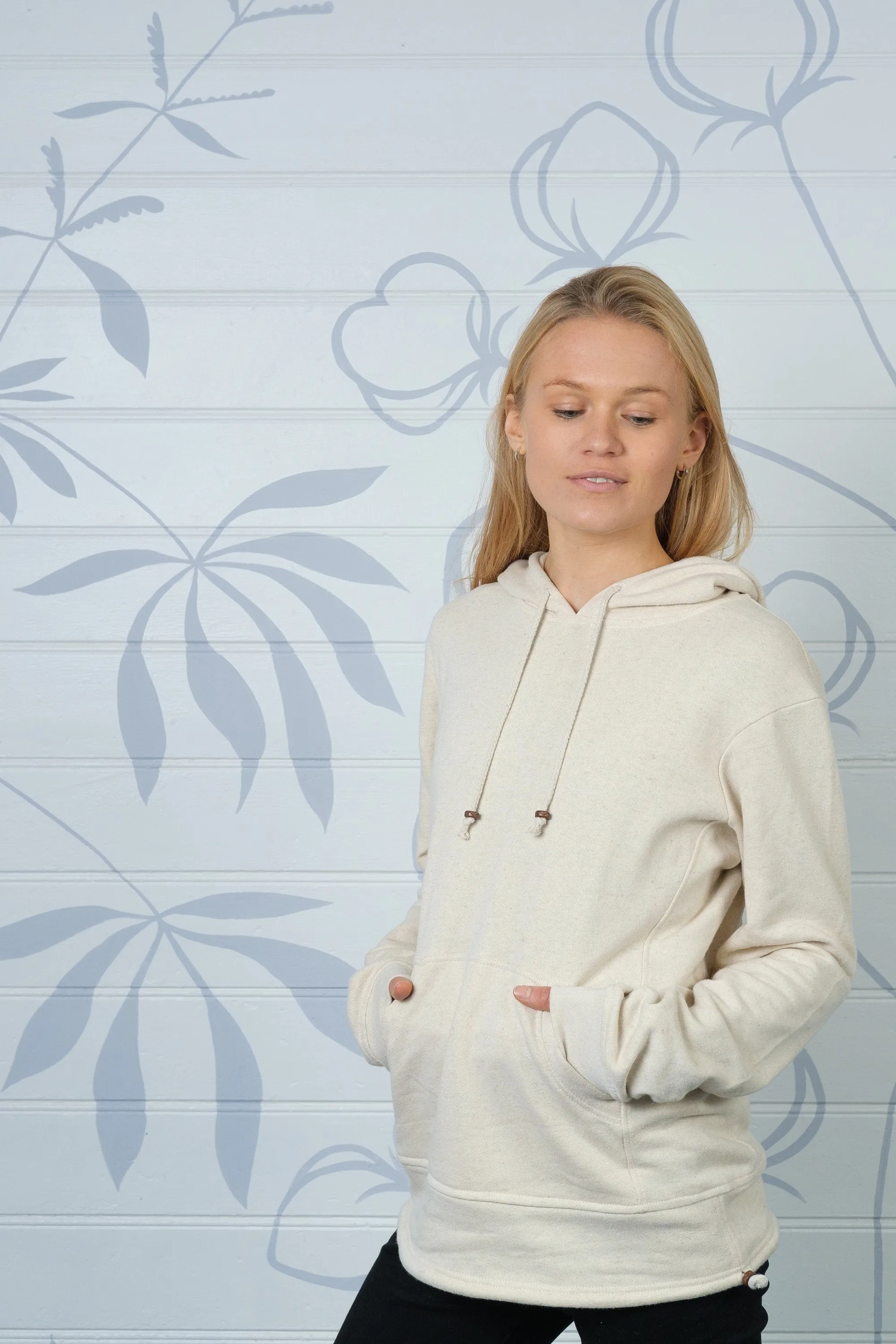 Ladies Hemp and Cotton fleece Hoody - Cream Jumper