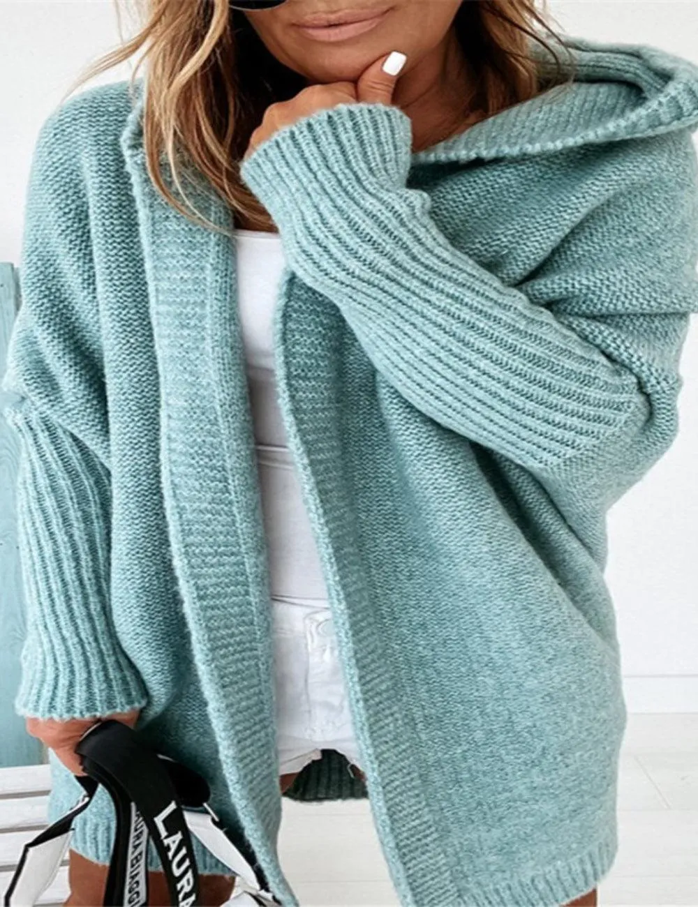 Ladies Solid Color Open Front Cardigan SKT5010