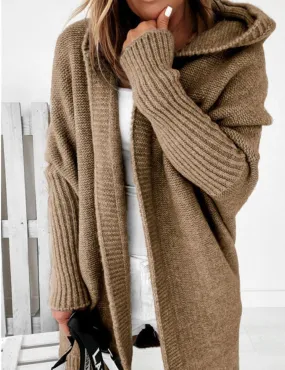 Ladies Solid Color Open Front Cardigan SKT5010