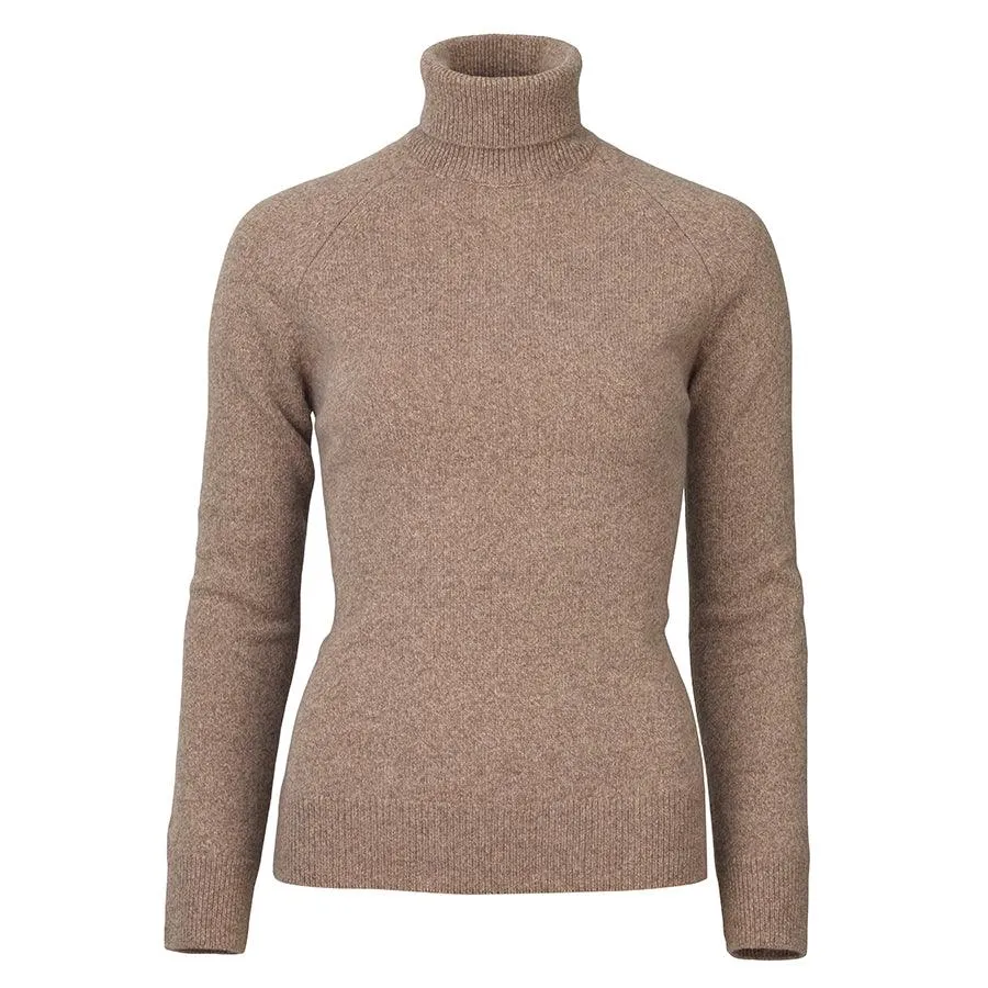 Laksen Westminster Ladies Lambswool Roll Neck Jumper - Camel