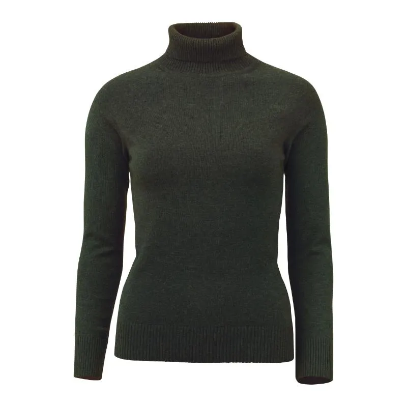 Laksen Westminster Ladies Lambswool Roll Neck Jumper - Loden Green