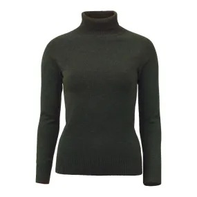 Laksen Westminster Ladies Lambswool Roll Neck Jumper - Loden Green