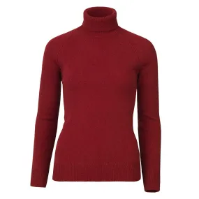 Laksen Westminster Ladies Lambswool Roll Neck Jumper - Wine