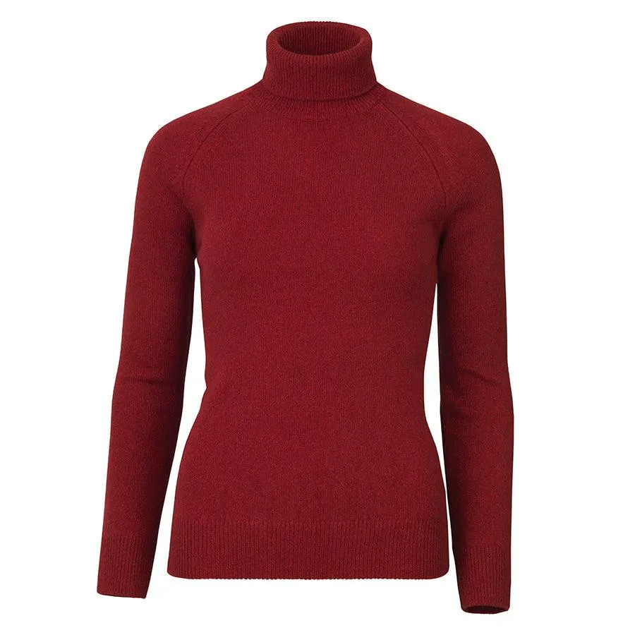 Laksen Westminster Ladies Lambswool Roll Neck Jumper - Wine