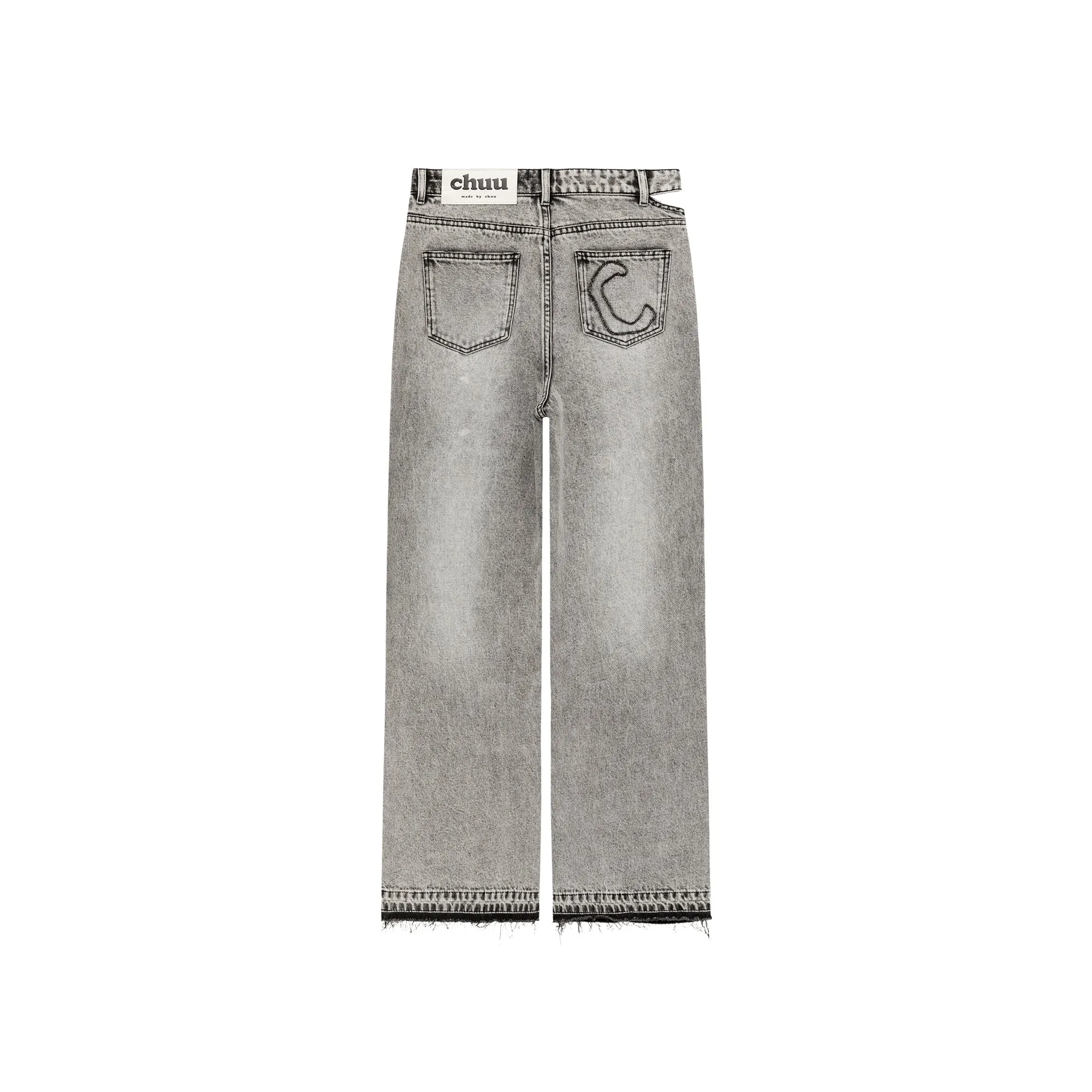 Lined Washed Wide Denim Jeans