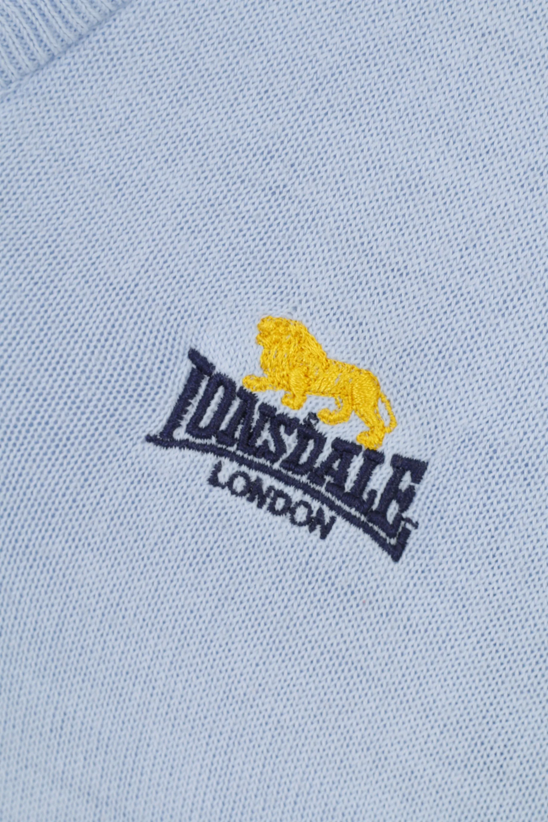 Lonsdale Men L Jumper Blue V Neck England Acrylic Logo Classic Top