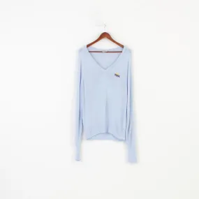 Lonsdale Men L Jumper Blue V Neck England Acrylic Logo Classic Top