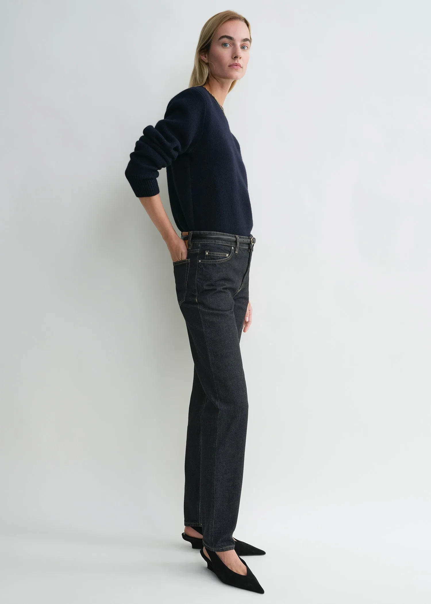 Low taper denim slate