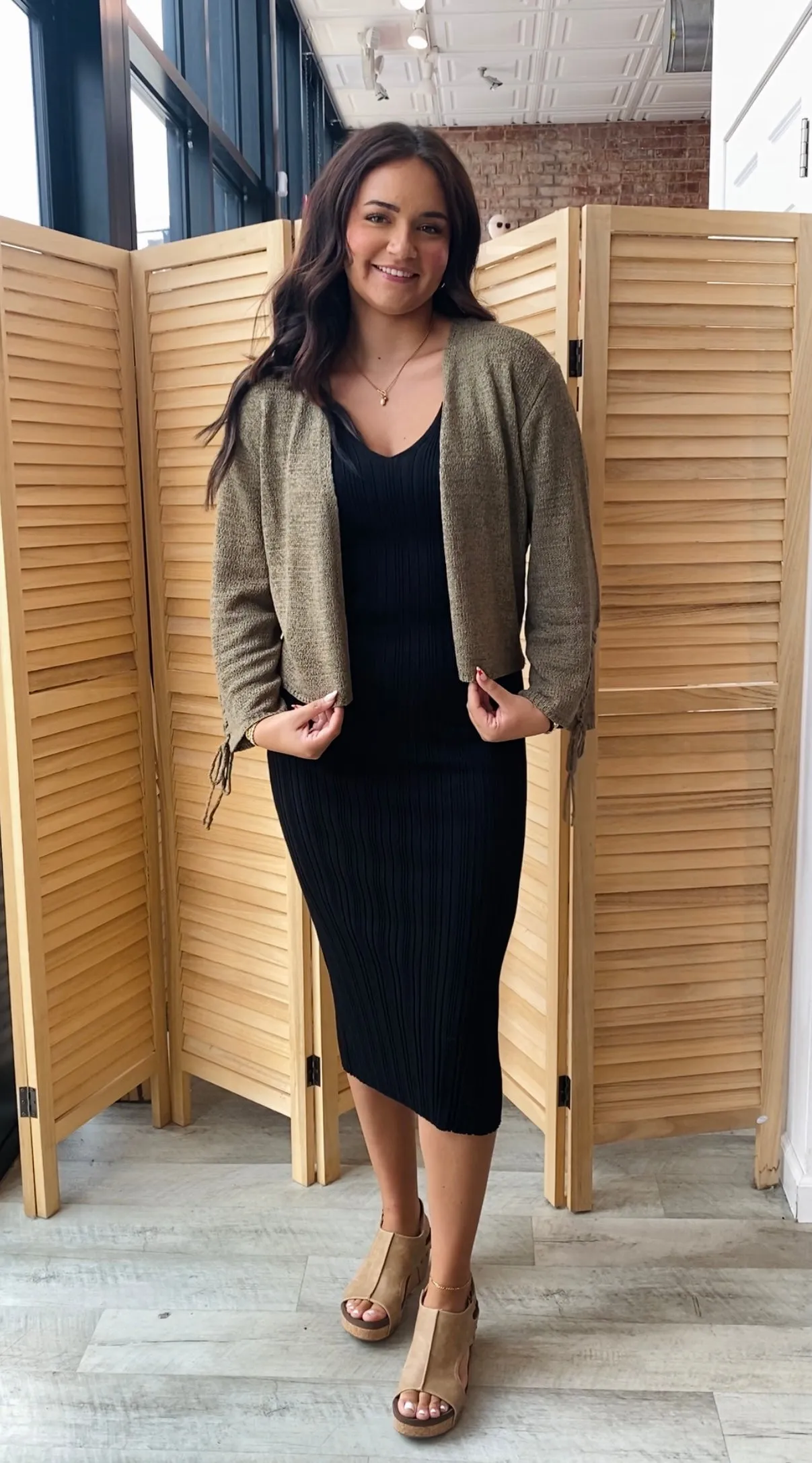 Maci Braided Cardigan | Dusty Olive