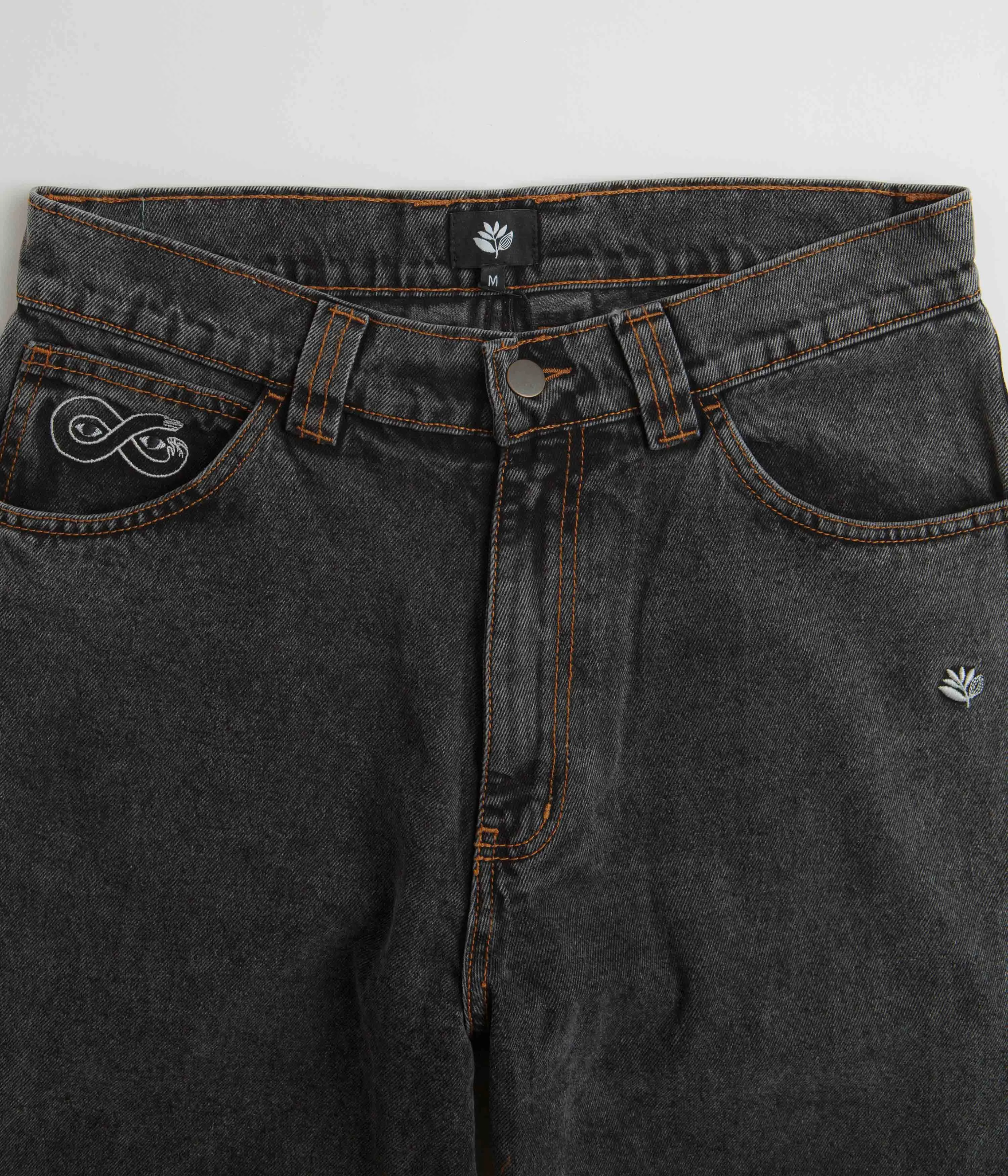 Magenta OG 2 Tone Jeans - Distressed Black Denim / Off White