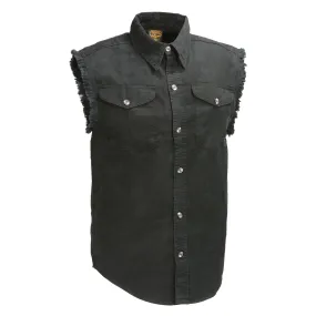 Men's Black Lightweight Sleeveless Denim Shirt