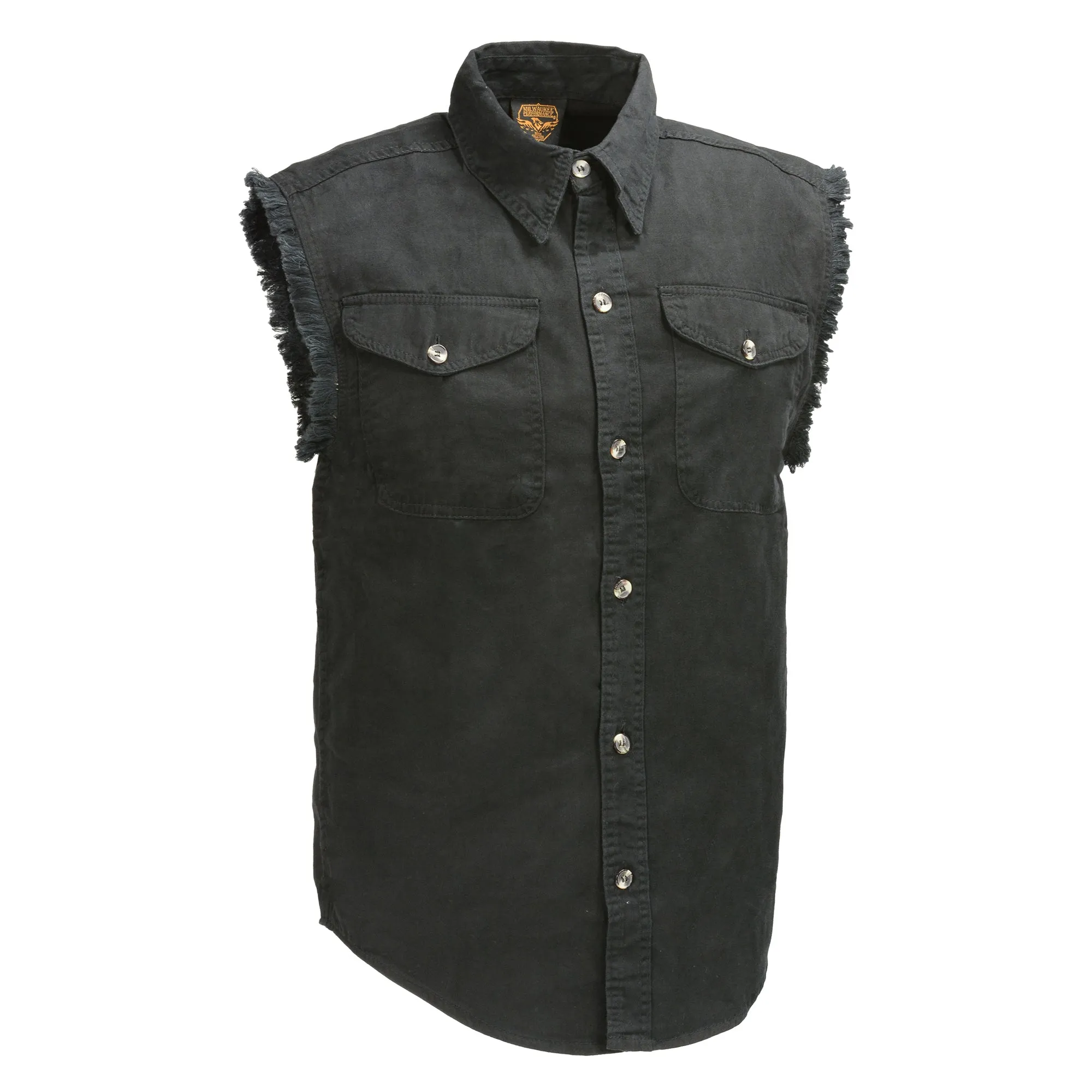 Men's Black Lightweight Sleeveless Denim Shirt