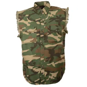Men's Jungle Camo Lightweight Sleeveless Denim Shirt - DM4010-JUNGLE