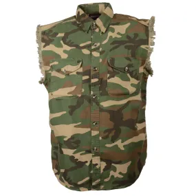 Men's Jungle Camo Lightweight Sleeveless Denim Shirt