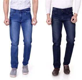 Men's Multicoloured Denim Faded Slim Fit Jeans (Pack of 2)