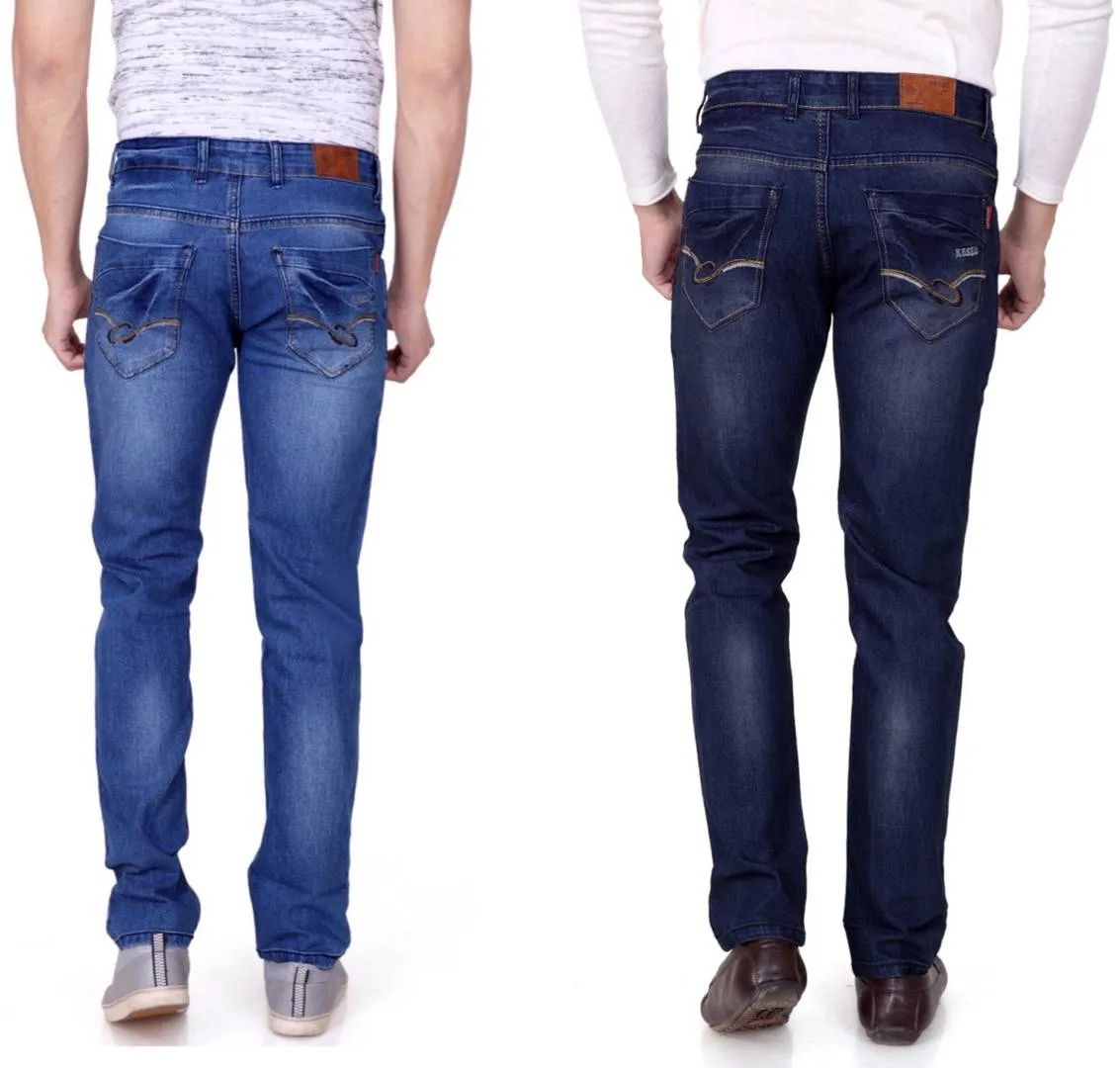 Men's Multicoloured Denim Faded Slim Fit Jeans (Pack of 2)